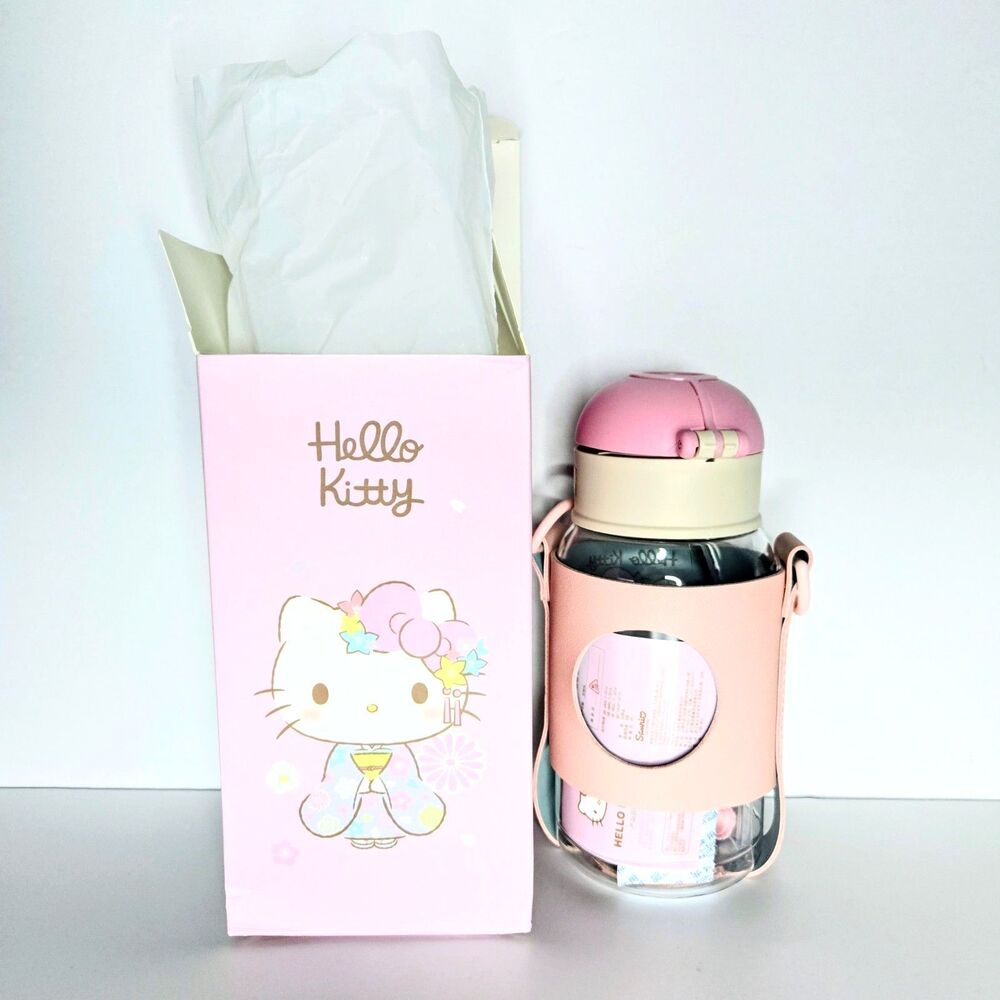 SANRIO HELLO KITTY Insulated Water Bottle With Strap 550ml Steel Kawaii NEW